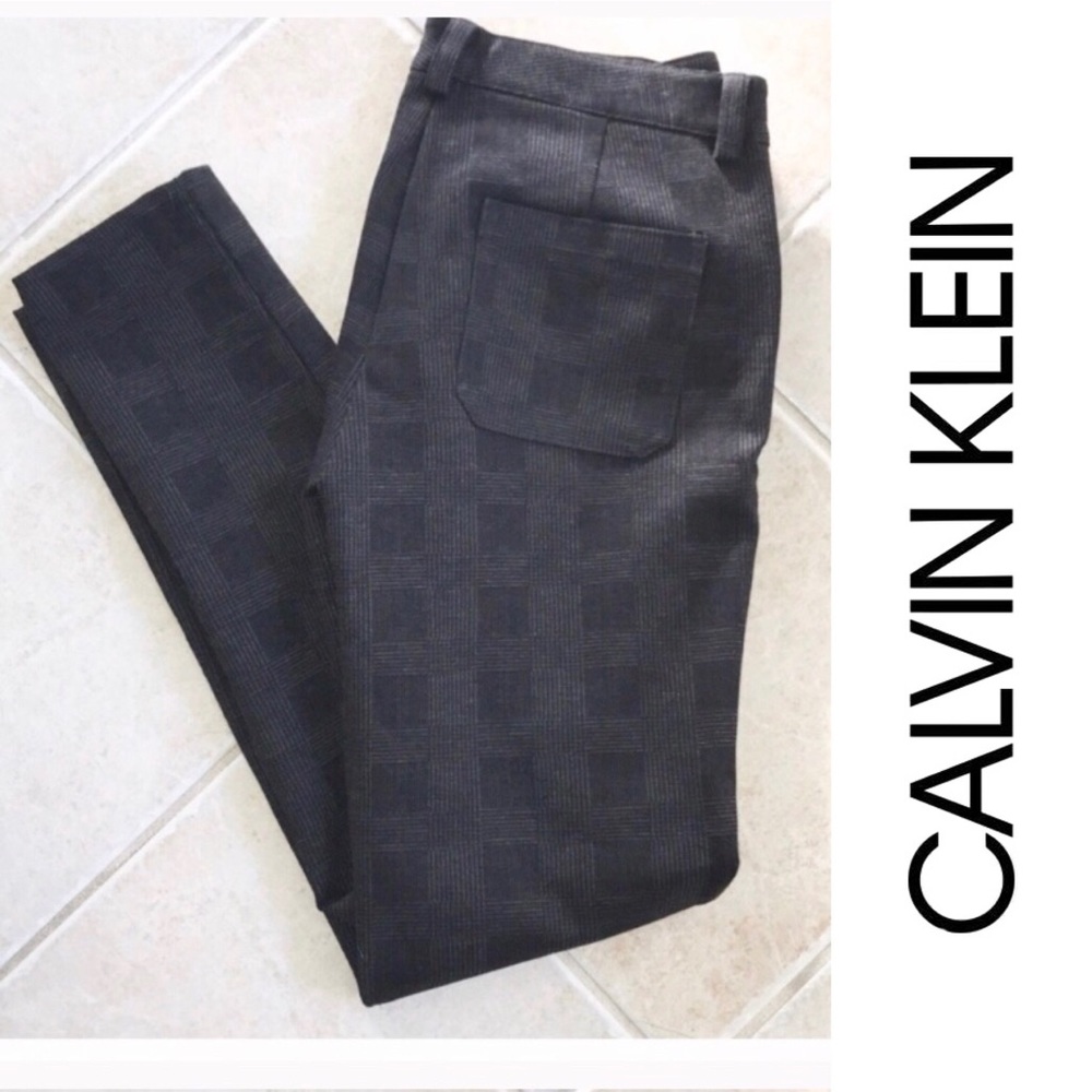 Calvin Klein gray checkered work pants w/pockets